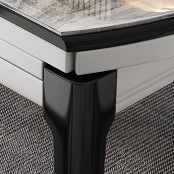 Mesa de comedor sencilla y moderna, mesa de comedor con forma rectangular y base de madera para sala de estar
