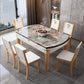 Mesa de comedor sencilla y moderna, mesa de comedor con forma rectangular y base de madera para sala de estar