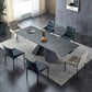 Moderner, einfacher Esstisch, rechteckiger Esstisch mit Metallsockel für das Esszimmer