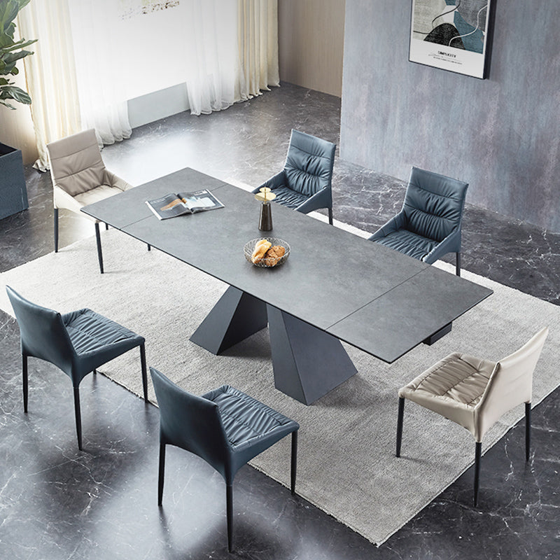 Moderner, einfacher Esstisch, rechteckiger Esstisch mit Metallsockel für das Esszimmer