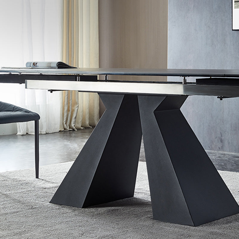 Moderner, einfacher Esstisch, rechteckiger Esstisch mit Metallsockel für das Esszimmer