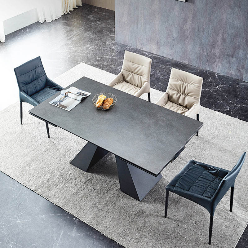 Moderner, einfacher Esstisch, rechteckiger Esstisch mit Metallsockel für das Esszimmer