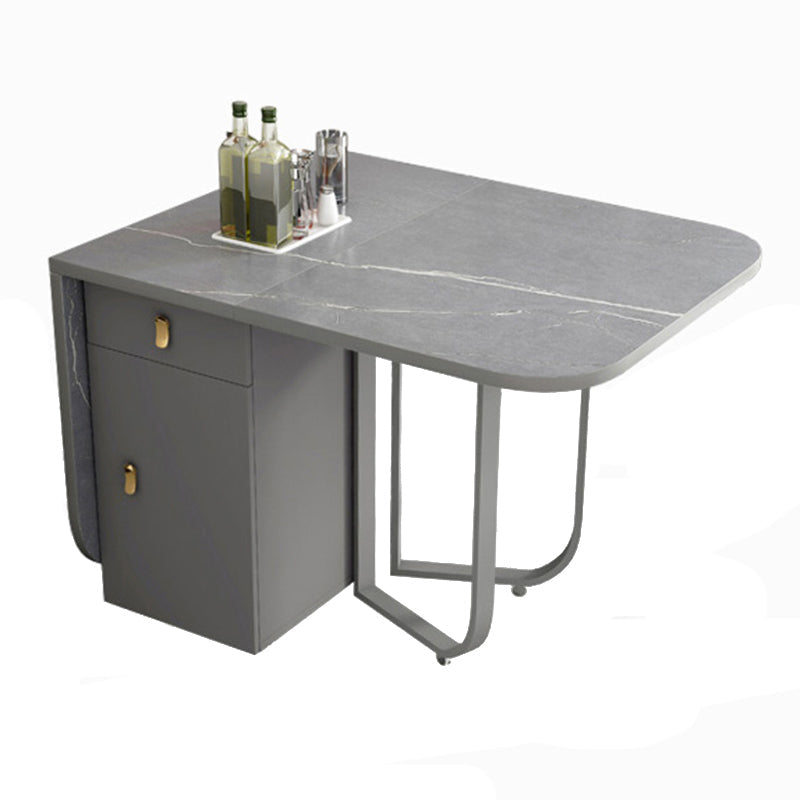 Modern Simple Dining Table Collapsible Dinner Table with Metal Base for Dining Room Gray Without Chairs Clearhalo 'Dining Tables & Seating' 'Dining Tables' 'dining_table' 'furn' 'furn_dining_table' 'Furniture' 'Kitchen & Dining Furniture' 7211999