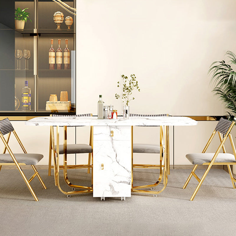 Modern Simple Dining Table Collapsible Dinner Table with Metal Base for Dining Room Clearhalo 'Dining Tables & Seating' 'Dining Tables' 'dining_table' 'furn' 'furn_dining_table' 'Furniture' 'Kitchen & Dining Furniture' 7212003