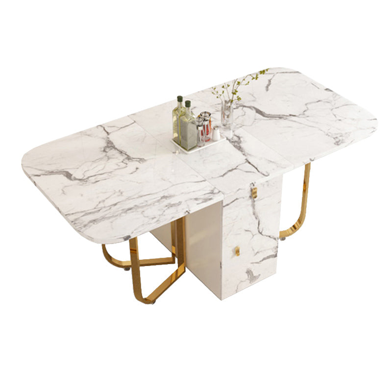 Modern Simple Dining Table Collapsible Dinner Table with Metal Base for Dining Room Clearhalo 'Dining Tables & Seating' 'Dining Tables' 'dining_table' 'furn' 'furn_dining_table' 'Furniture' 'Kitchen & Dining Furniture' 7212004