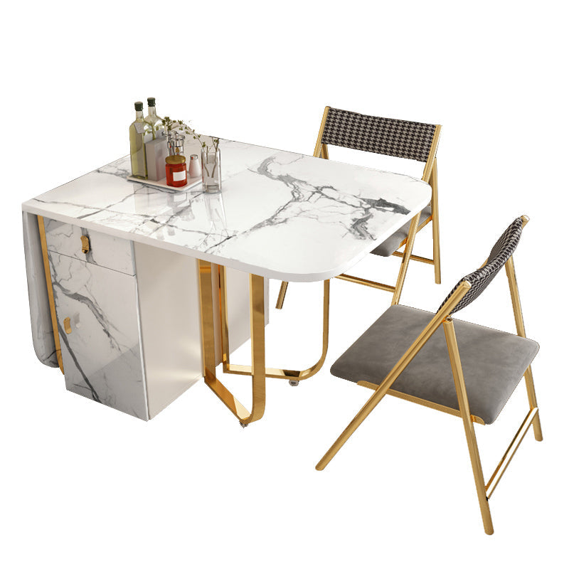 Modern Simple Dining Table Collapsible Dinner Table with Metal Base for Dining Room Clearhalo 'Dining Tables & Seating' 'Dining Tables' 'dining_table' 'furn' 'furn_dining_table' 'Furniture' 'Kitchen & Dining Furniture' 7212008