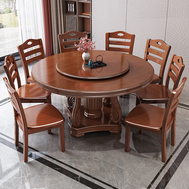 Traditional Solid Wood Dining Table Round Dinner Table for Dining Room Clearhalo 'Dining Tables & Seating' 'Dining Tables' 'dining_table' 'furn' 'furn_dining_table' 'Furniture' 'Kitchen & Dining Furniture' 7212011