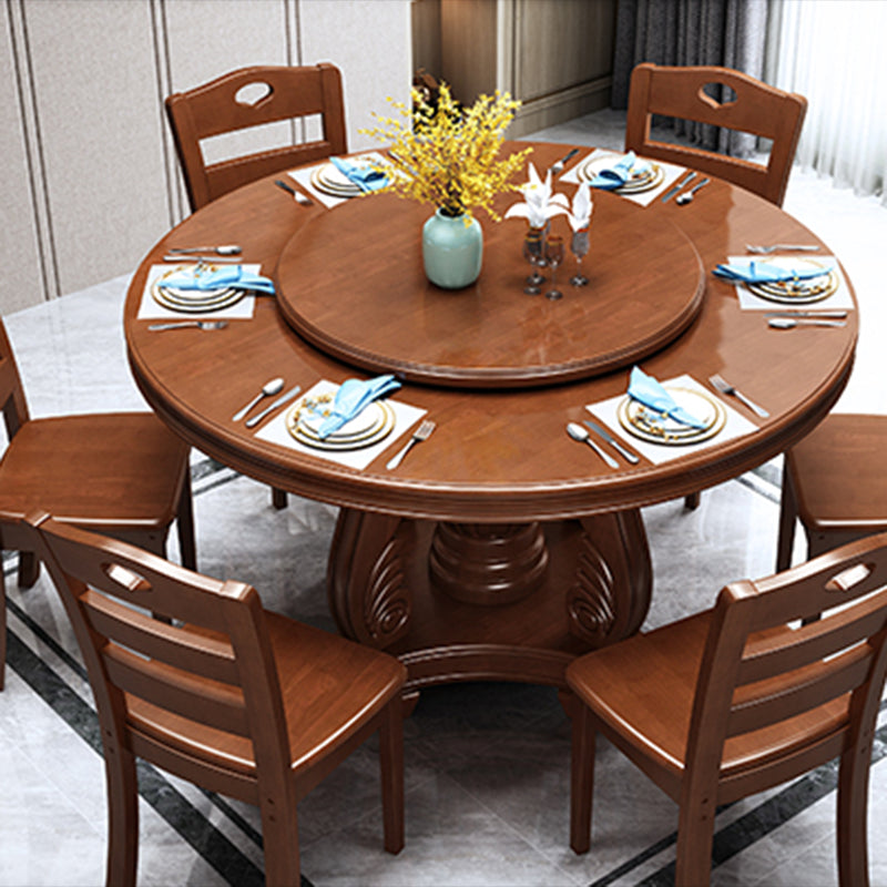 Traditional Solid Wood Dining Table Round Dinner Table for Dining Room Clearhalo 'Dining Tables & Seating' 'Dining Tables' 'dining_table' 'furn' 'furn_dining_table' 'Furniture' 'Kitchen & Dining Furniture' 7212016