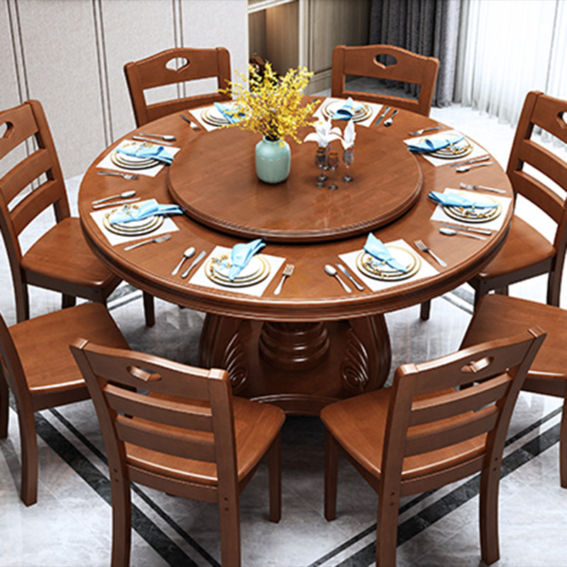 Traditional Solid Wood Dining Table Round Dinner Table for Dining Room Clearhalo 'Dining Tables & Seating' 'Dining Tables' 'dining_table' 'furn' 'furn_dining_table' 'Furniture' 'Kitchen & Dining Furniture' 7212018