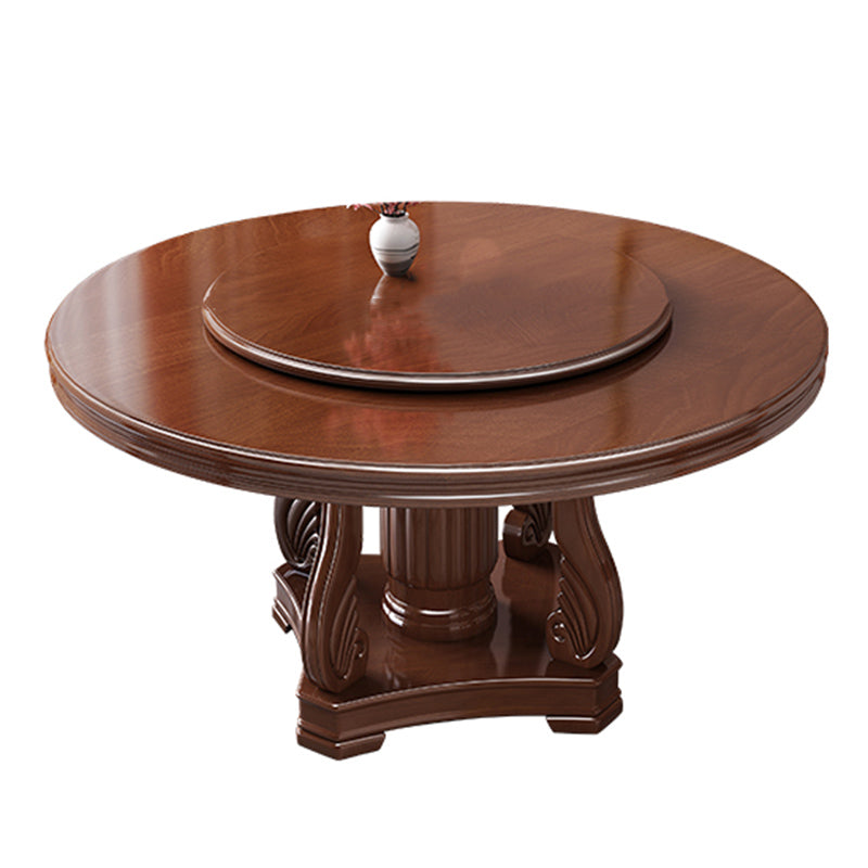 Traditional Solid Wood Dining Table Round Dinner Table for Dining Room Walnut Without Chairs Clearhalo 'Dining Tables & Seating' 'Dining Tables' 'dining_table' 'furn' 'furn_dining_table' 'Furniture' 'Kitchen & Dining Furniture' 7212019