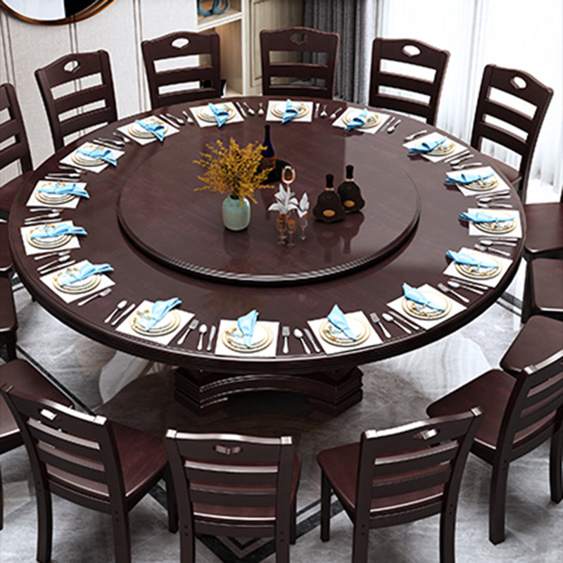 Traditional Solid Wood Dining Table Round Dinner Table for Dining Room Black Brown Without Chairs Clearhalo 'Dining Tables & Seating' 'Dining Tables' 'dining_table' 'furn' 'furn_dining_table' 'Furniture' 'Kitchen & Dining Furniture' 7212022
