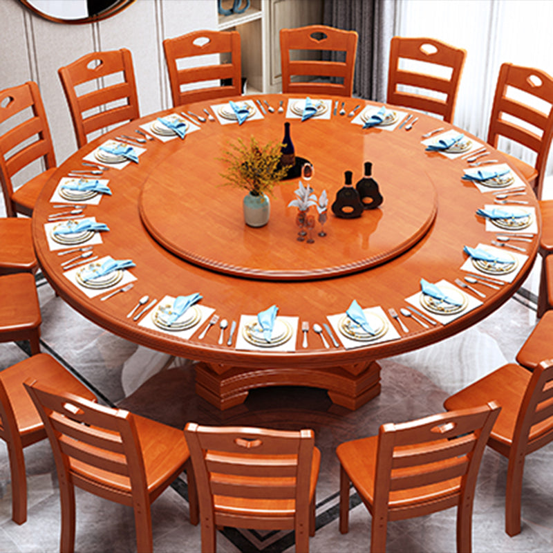 Traditional Solid Wood Dining Table Round Dinner Table for Dining Room Brown Without Chairs Clearhalo 'Dining Tables & Seating' 'Dining Tables' 'dining_table' 'furn' 'furn_dining_table' 'Furniture' 'Kitchen & Dining Furniture' 7212023