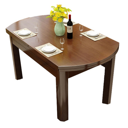Modern Style Dining Table Rubberwood Base Dinner Table for Dining Room Walnut Without Chairs Clearhalo 'Dining Tables & Seating' 'Dining Tables' 'dining_table' 'furn' 'furn_dining_table' 'Furniture' 'Kitchen & Dining Furniture' 7212037