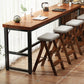 Mesa de bar de madera fabricada, mesa de pub moderna con estructura metálica para lugares pequeños