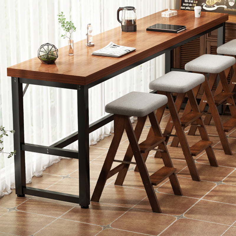Mesa de bar de madera fabricada, mesa de pub moderna con estructura metálica para lugares pequeños
