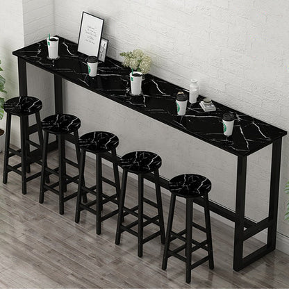 Modern Indoor Bar Dining Table Rectangle Bar Stool Table with Footrest Black Without Chairs Clearhalo 'Bar Furniture' 'Bar Tables' 'bar_tables' 'furn' 'furn_bar_tables' 'Furniture' 'Kitchen & Dining Furniture' 7212085