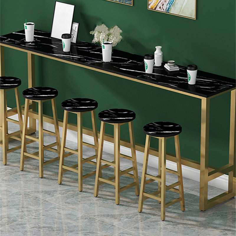 Modern Indoor Bar Dining Table Rectangle Bar Stool Table with Footrest Black-Gold Without Chairs Clearhalo 'Bar Furniture' 'Bar Tables' 'bar_tables' 'furn' 'furn_bar_tables' 'Furniture' 'Kitchen & Dining Furniture' 7212086