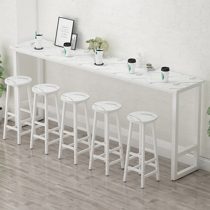Modern Indoor Bar Dining Table Rectangle Bar Stool Table with Footrest White Without Chairs Clearhalo 'Bar Furniture' 'Bar Tables' 'bar_tables' 'furn' 'furn_bar_tables' 'Furniture' 'Kitchen & Dining Furniture' 7212087