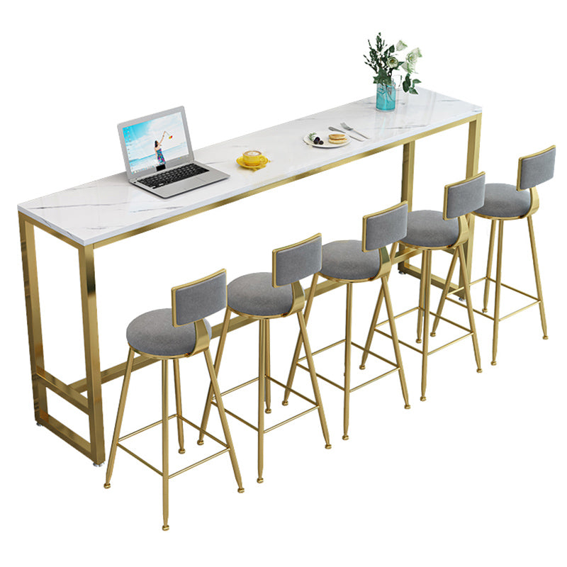 Glam Indoor Bar Dining Table Rectangle Bar Stool Table with Footrest