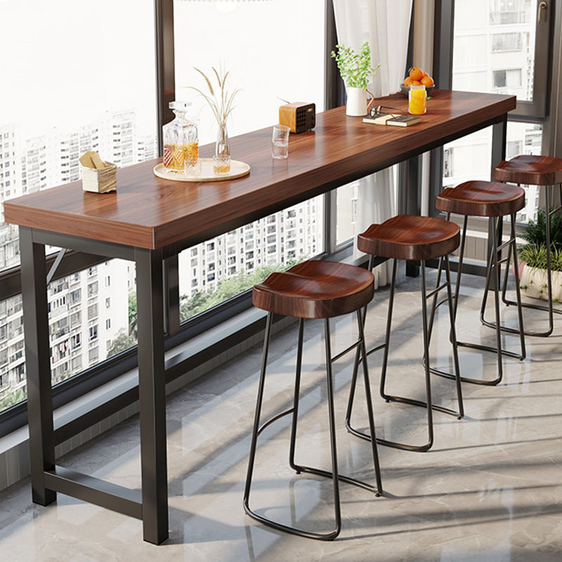 Industrial Indoor Bar Dining Table Metal and Wood Bar Wine Table Clearhalo 'Bar Furniture' 'Bar Tables' 'bar_tables' 'furn' 'furn_bar_tables' 'Furniture' 'Kitchen & Dining Furniture' 7212125