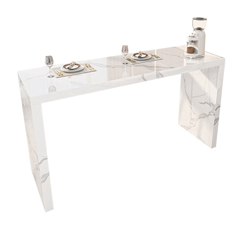 Modern Stone Bar Dining Table Rectangle Bar Table for Cafe And Breakroom White Without Chairs Clearhalo 'Bar Furniture' 'Bar Tables' 'bar_tables' 'furn' 'furn_bar_tables' 'Furniture' 'Kitchen & Dining Furniture' 7212209