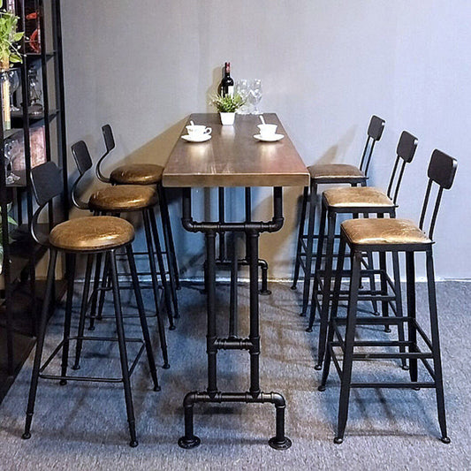 Mesa de comedor de bar moderna mesa de bar rectangular de madera maciza en marrón