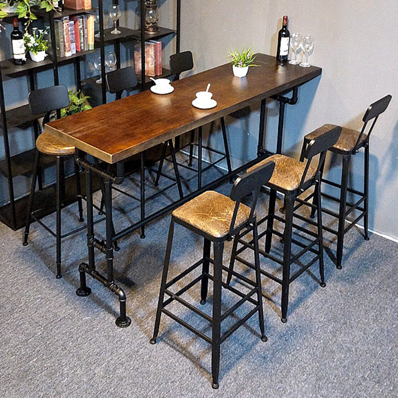 Modern Bar Dining Table Solid Wood Rectangle Bar Table in Brown Clearhalo 'Bar Furniture' 'Bar Tables' 'bar_tables' 'furn' 'furn_bar_tables' 'Furniture' 'Kitchen & Dining Furniture' 7212233