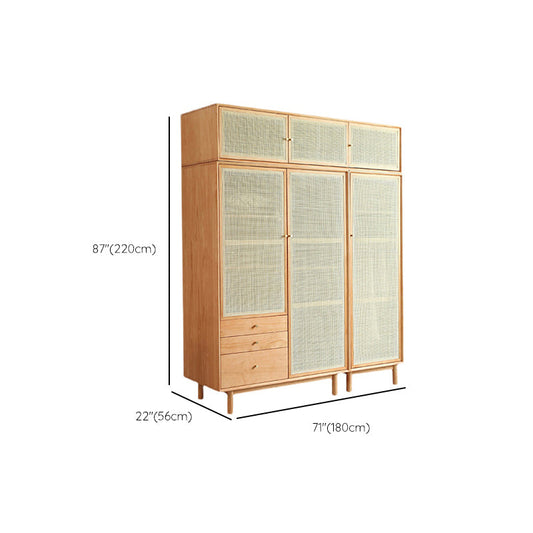 Armadio in legno massiccio di pino moderno guardaroba autoportante con gambe