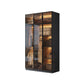 Freestanding Tempered Glass Wardrobe Modern Wardrobe with Garment Rod Armoire with Top Cabinet 47"L x 20"W x 79"H Clearhalo 'Armoires & Wardrobes' 'armoires_wardrobes' 'Bedroom Furniture' 'furn' 'furn_armoires_wardrobes' 'Furniture' 7212316