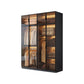 Freestanding Tempered Glass Wardrobe Modern Wardrobe with Garment Rod Armoire with Top Cabinet 63"L x 20"W x 79"H Clearhalo 'Armoires & Wardrobes' 'armoires_wardrobes' 'Bedroom Furniture' 'furn' 'furn_armoires_wardrobes' 'Furniture' 7212317