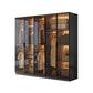 Freestanding Tempered Glass Wardrobe Modern Wardrobe with Garment Rod Wardrobe & Wardrobe 79"L x 20"W x 79"H Clearhalo 'Armoires & Wardrobes' 'armoires_wardrobes' 'Bedroom Furniture' 'furn' 'furn_armoires_wardrobes' 'Furniture' 7212321