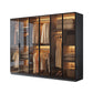 Freestanding Tempered Glass Wardrobe Modern Wardrobe with Garment Rod Wardrobe & Wardrobe 94.5"L x 20"W x 79"H Clearhalo 'Armoires & Wardrobes' 'armoires_wardrobes' 'Bedroom Furniture' 'furn' 'furn_armoires_wardrobes' 'Furniture' 7212324