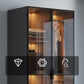 Freestanding Tempered Glass Wardrobe Modern Wardrobe with Garment Rod Clearhalo 'Armoires & Wardrobes' 'armoires_wardrobes' 'Bedroom Furniture' 'furn' 'furn_armoires_wardrobes' 'Furniture' 7212326