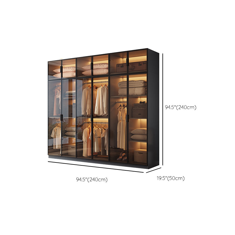Freestanding Tempered Glass Wardrobe Modern Wardrobe with Garment Rod Clearhalo 'Armoires & Wardrobes' 'armoires_wardrobes' 'Bedroom Furniture' 'furn' 'furn_armoires_wardrobes' 'Furniture' 7212342
