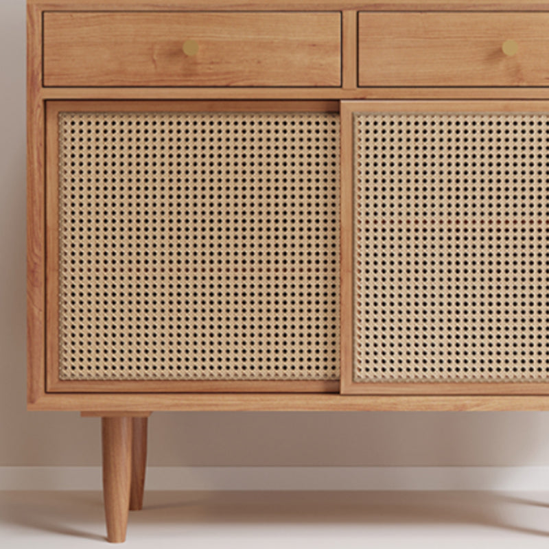 Server in legno solido in pino marrone in stile contemporaneo con cassetto