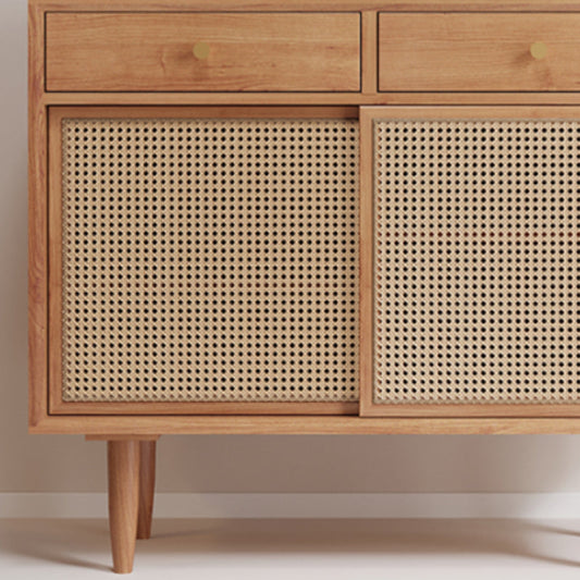 Server in legno solido in pino marrone in stile contemporaneo con cassetto