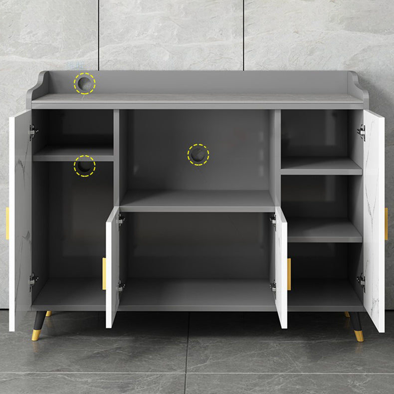 Glam Stone Top Sideboard Modern Indoor Dining Server with Cabinets for Kitchen Clearhalo 'buffet_sideboard' 'Buffets & Sideboards' 'furn' 'furn_buffet_sideboard' 'Furniture' 'Kitchen & Dining Furniture' 7212879