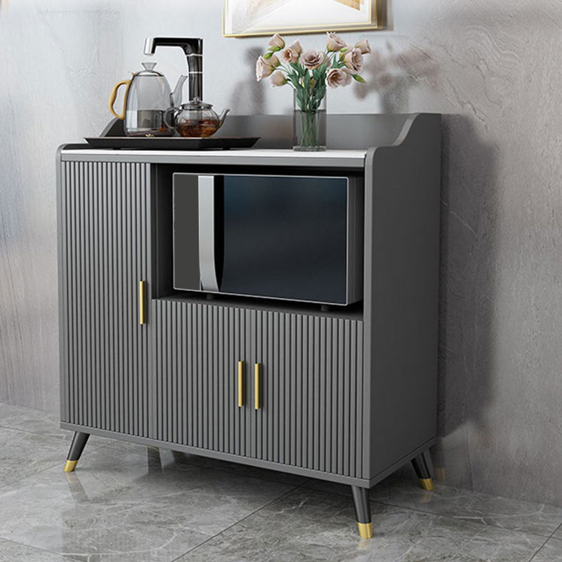 Glam Stone Top Sideboard Modern Indoor Dining Server with Cabinets for Kitchen 35"L x 16"W x 39"H White-Gray Clearhalo 'buffet_sideboard' 'Buffets & Sideboards' 'furn' 'furn_buffet_sideboard' 'Furniture' 'Kitchen & Dining Furniture' 7212880