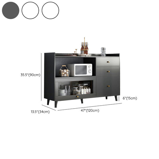 Server da pranzo in stile moderno ingegnerizzato in legno di archiviazione aperta incluse con 3 cassetti