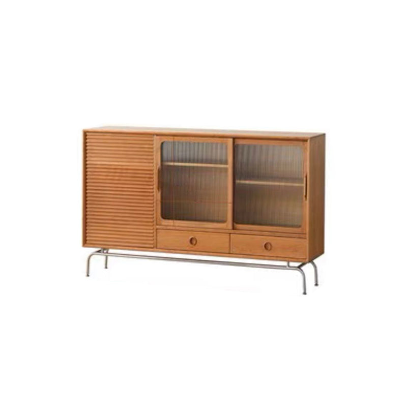 Moderno moderno mobile sideboard server in legno solido marrone con 2-disegno