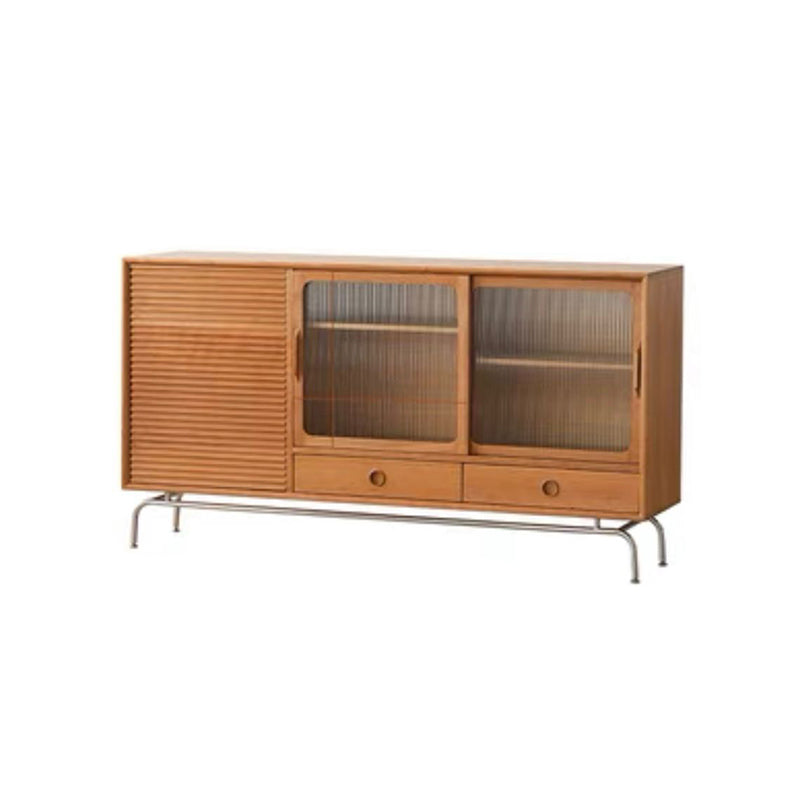 Moderno moderno mobile sideboard server in legno solido marrone con 2-disegno