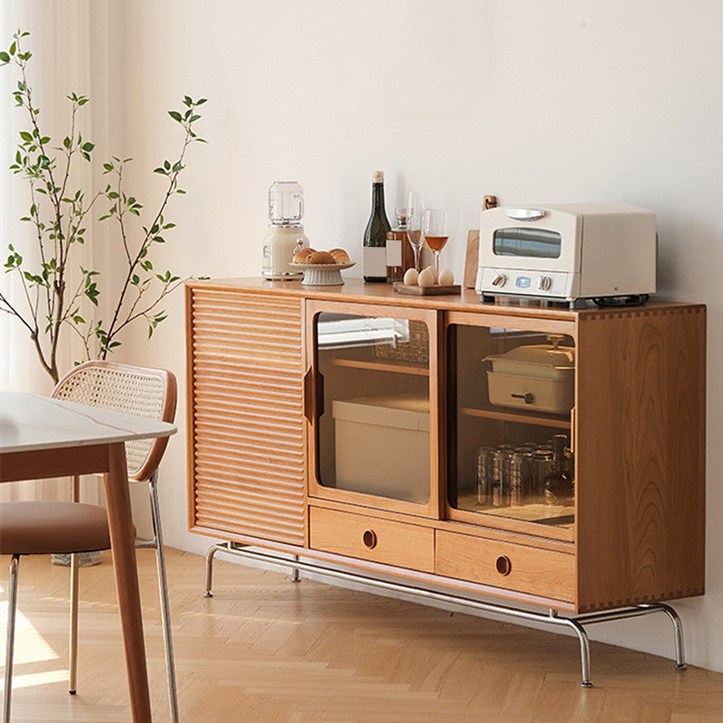 Moderno moderno mobile sideboard server in legno solido marrone con 2-disegno