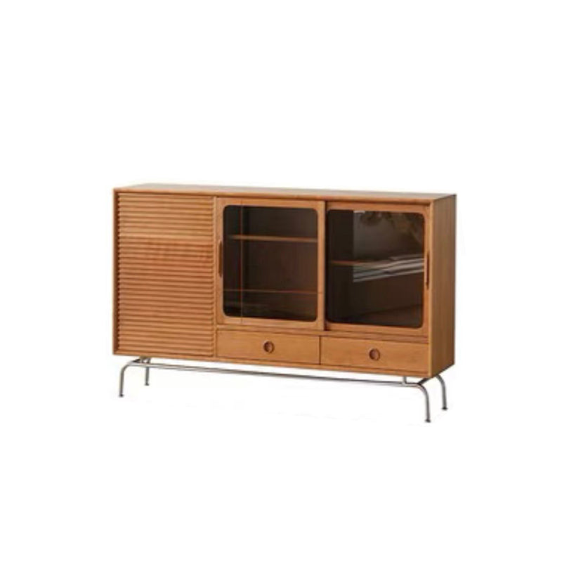 Moderno moderno mobile sideboard server in legno solido marrone con 2-disegno