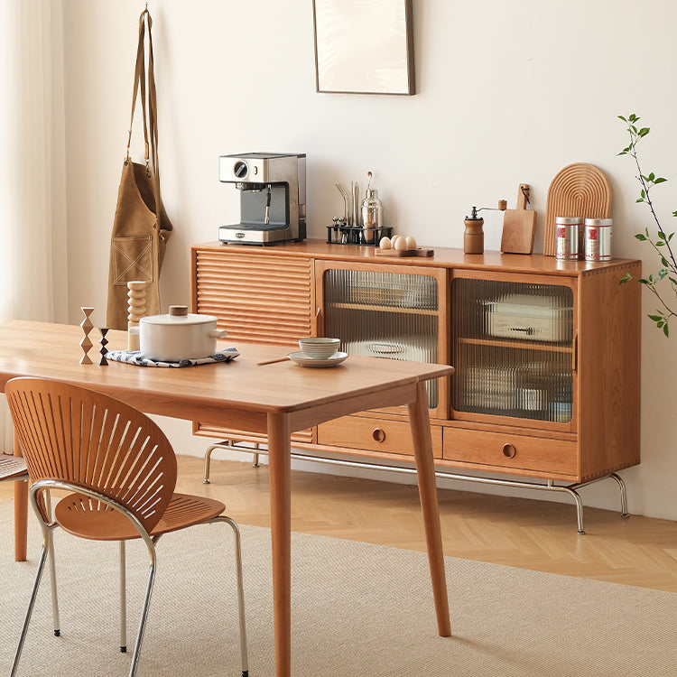 Moderno moderno mobile sideboard server in legno solido marrone con 2-disegno