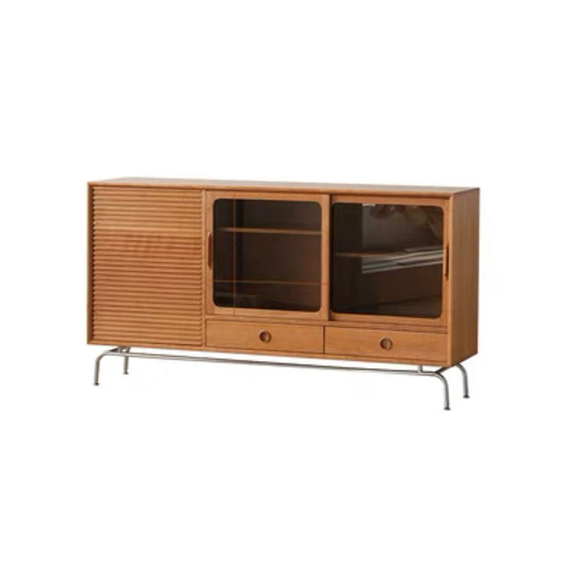 Moderno moderno mobile sideboard server in legno solido marrone con 2-disegno