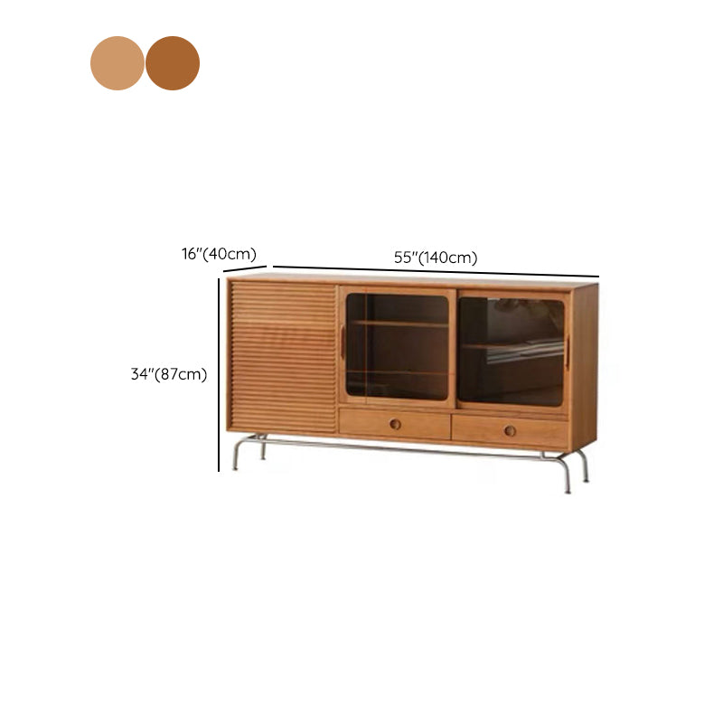 Moderno moderno mobile sideboard server in legno solido marrone con 2-disegno