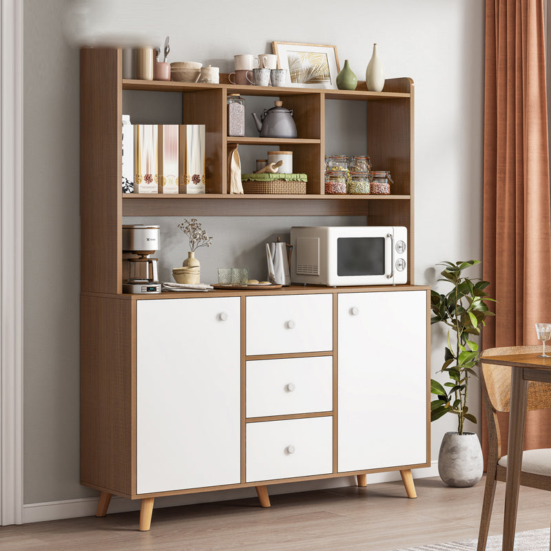 Modern Style Dining Server Engineered Wood Server with 3-Drawer 39"L x 12"W x 61"H Brown Clearhalo 'buffet_sideboard' 'Buffets & Sideboards' 'furn' 'furn_buffet_sideboard' 'Furniture' 'Kitchen & Dining Furniture' 7212940