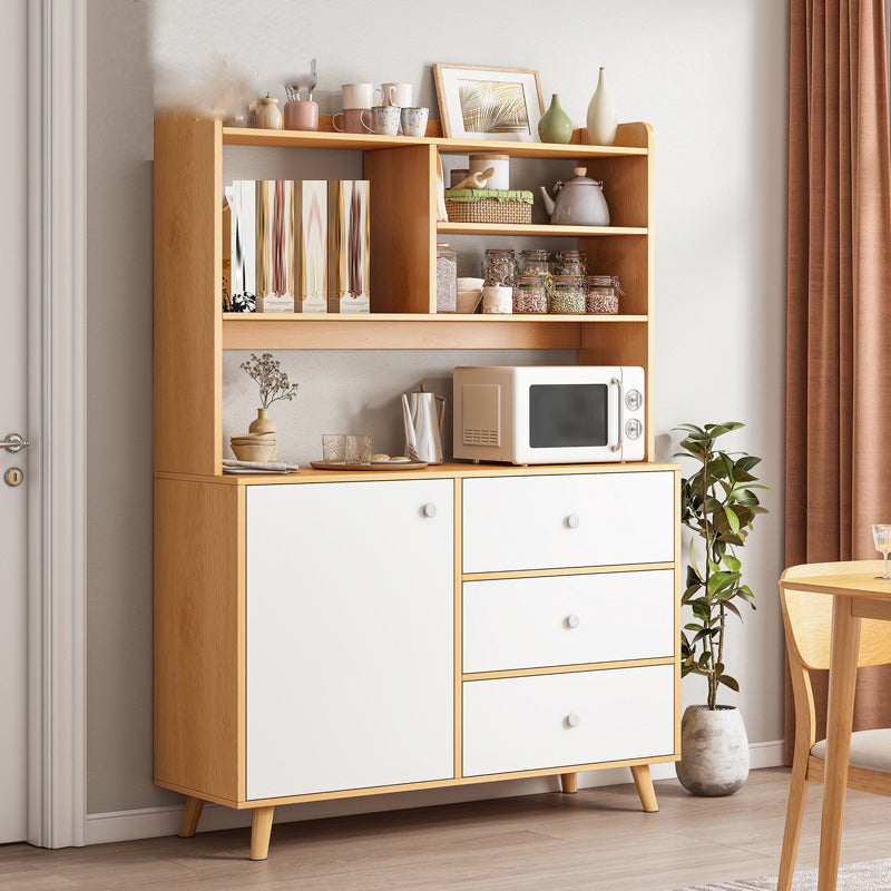 Modern Style Dining Server Engineered Wood Server with 3-Drawer 31"L x 12"W x 61"H Natural Clearhalo 'buffet_sideboard' 'Buffets & Sideboards' 'furn' 'furn_buffet_sideboard' 'Furniture' 'Kitchen & Dining Furniture' 7212943