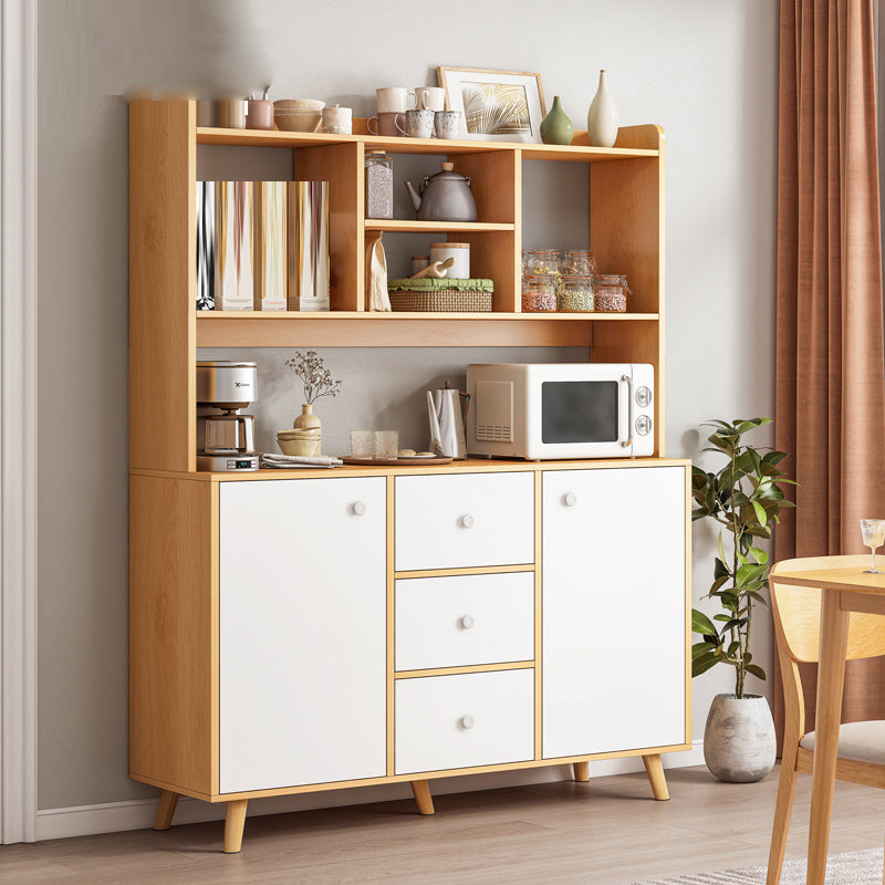 Modern Style Dining Server Engineered Wood Server with 3-Drawer 39"L x 12"W x 61"H Natural Clearhalo 'buffet_sideboard' 'Buffets & Sideboards' 'furn' 'furn_buffet_sideboard' 'Furniture' 'Kitchen & Dining Furniture' 7212945