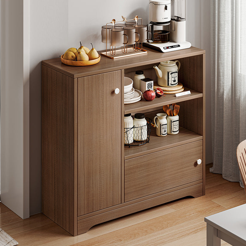 Contemporary Style Server Engineered Wood Side Board for Living Room 31.5"L x 11.8"W x 31.9"H Brown 2 Clearhalo 'buffet_sideboard' 'Buffets & Sideboards' 'furn' 'furn_buffet_sideboard' 'Furniture' 'Kitchen & Dining Furniture' 7213210